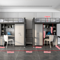 Lits superposés modernes en métal pleine grandeur, convertibles en bureau, pliables, réglables, écologiques, portables, durables, meubles de chambre pour hôtel
