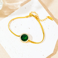 Étanche 18K Plaqué Or Serpent Chaîne Vert Diamant Collier Bracelets Boucles D'oreilles En Acier Inoxydable Fine Mode Bijoux Ensembles Femmes