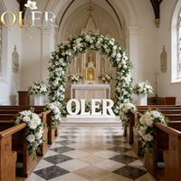 Mur floral réaliste fait main OLERAY en soie 5D, roses jaunes, toile de fond pour mariages, fêtes, événements de la Fête des Mères