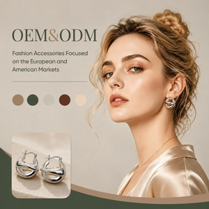 ต่างหูห่วงแบบเรขาคณิตชุบเงินขายส่งแบบ OEM ODM ต่างหูโลหะเงาเรียบหรูสำหรับผู้หญิง - Product Image 1