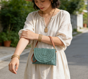 Bolso de playa pequeño <span class=keywords><strong>Bali</strong></span> en stock para mujer, bandolera tipo sobre con dos asas, duradero, ligero y geométrico - Product Image 1