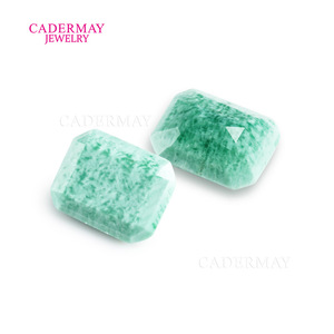 Cadermay Emerald Green No. 6 Rectangular Beveled Synthetic Lab Created Loose Gemstone For Jewelry Making - Product Image 4