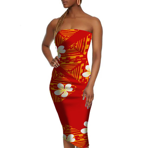 Drop Shipping Red Polynesian Tribal Träger loses Party kleid Sommer Samoa nisches Kleid Benutzer definierte Damen Wickeln Schulter Ärmellose Kleider - Product Image 2