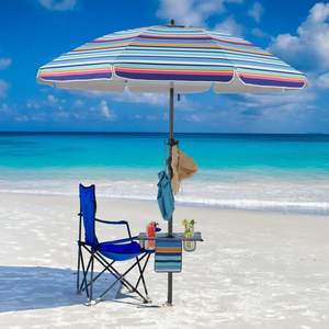 Parasols de plage et de soleil de grande taille 7FT 8.5FT, imperméables, UV50+, en tissu Oxford, inclinables et réglables, avec table pliable - Product Image 6