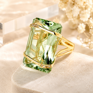 Anillo de Compromiso con Gema Verde para Mujer, Anillo de Moda Europeo Americano, Joyería Elegante para el Dedo - Product Image 2