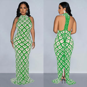 Gonna gonna aderente alla schiena con ananas in garza trasparente a diamante lucido con Costume da <span class=keywords><strong>cantante</strong></span> Sexy - Product Image 4