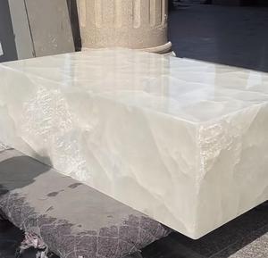 Sang Trọng Hiện Đại Quảng Trường Tự Nhiên Bằng Đá Cẩm Thạch Trắng Đá Pha Lê Thạch Anh Bàn Cà Phê Bằng Đá Cẩm Thạch Cà Phê Hàng Đầu Bàn Trà Cho Khách Sạn Trang Trí - Product Image 2