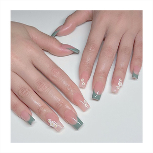 Gran oferta, <span class=keywords><strong>uñas</strong></span> de arte cuadradas largas, espejo, puntas de <span class=keywords><strong>uñas</strong></span> desnudas, colocación de <span class=keywords><strong>uñas</strong></span> azul <span class=keywords><strong>claro</strong></span> y flores rosas hechas a mano, <span class=keywords><strong>Uñas</strong></span> postizas artísticas - Product Image 1