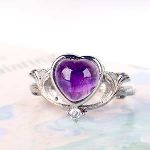 Bague ajustable en argent pour femme avec cristaux, bijoux de haute qualité, pierres naturelles de guérison : améthyste, aigue-marine, fluorite - Product Image 4
