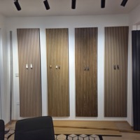 Panneaux muraux insonorisants modernes en MDF Akupanel à lattes de bois, isolation acoustique élevée avec design graphique – Vente en gros usine