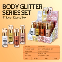 12 pièces/boîte, surligneur argenté, doré, brun, or rose, brillant, scintillant, illuminateur, paillettes liquides pour le corps