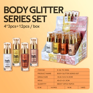 12 pz/scatola Illuminante Liquido Glitterato Argento Oro Marrone Oro Rosa Effetto Scintillante Luminoso per Corpo - Product Image 6