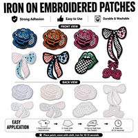 Patch brodé personnalisé motif rose, nœud et lèvres, thermocollant pour vêtements, sacs, chapeaux, vente en gros