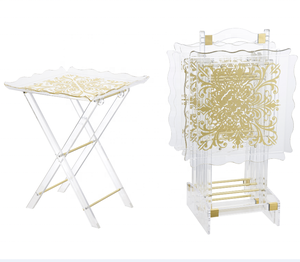 Juego de mesa de té plegable de acrílico transparente moderno con soporte para uso en hotel y comedor, muebles comerciales para sala de estar - Product Image 1