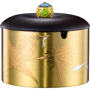 Cenicero creativo de cobre con tapa redonda antipolvo para sala de estar y uso en el coche, accesorios para la ceremonia del té - Product Image 5