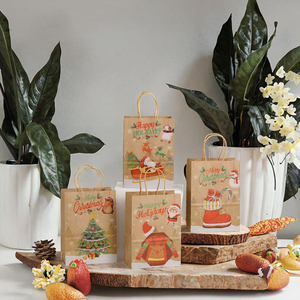 Sac en papier kraft marron en forme de sapin de Noël avec poignée pour bonbons, biscuits, décoration de fête, cadeau de la Journée de la Terre, vente chaude - Product Image 3