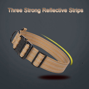 Coleira Tática para Cães de Alta Qualidade com Costura Refletiva em Nylon Ajustável e Fivela D-Ring para Treinamento de Animais de Estimação - Product Image 4
