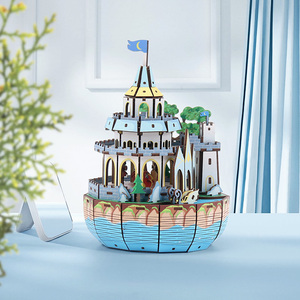 Rompecabezas 3D creativos de nuevo estilo, juguetes de Castillo de <span class=keywords><strong>carrusel</strong></span> personalizados DIY, rompecabezas de madera, caja de música 3D para niños - Product Image 5