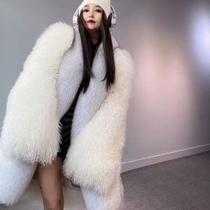 겨울 유행 숙녀 정품 티베트 양고기 모피 코트 여성 여우 모피 플러스 사이즈 재킷과 진짜 몽골 울 모피 코트 - Product Image 3