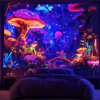 Décoration murale personnalisée légère et lumineuse aux UV, tissu polyester réactif fluorescent aux UV, brille dans le noir
