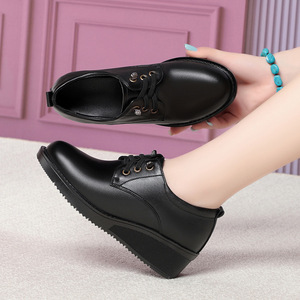 Xuanhui Nuova Collezione <span class=keywords><strong>Scarpe</strong></span> Casual da Donna in Vera Pelle Antiscivolo Comode <span class=keywords><strong>con</strong></span> Lacci e Plateau 4,5 cm - Product Image 4
