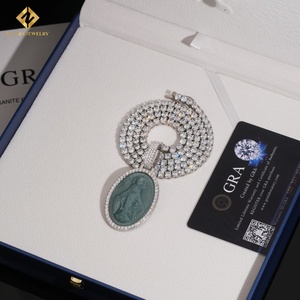 Vente flash Pendentif en moissanite taille brillant rond VVS Pendentif en jade vierge HipHop Pendentif en argent sterling 925 Passe le test du diamant GRA - Product Image 2