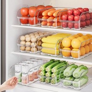 Fridge Organizer Storage Box Rectangle With Handle Freshness Preservation Stackable Food Container PP Material Modern Design - Product Image 1