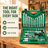 Ensemble d'outils de réparation automobile robuste de 61 pièces, 6,3 x 12,5 mm, kit de douilles de qualité professionnelle pour les mécaniciens de garage et les bricoleurs