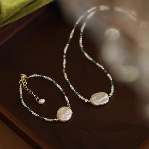 Romantic Retro Natural Baroque Pearl Bead Stacked Collar Chain <b>Necklace</b> and Light Luxury Bracelet Set Mix <b>Match</b> Fashion Jewelry - Product Image 1