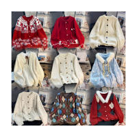 Sweater Vintage Motif Bunga Korea untuk Wanita, Gaya Baru untuk Musim Semi Gugur, Cardigan Rajut Longgar dan Santai