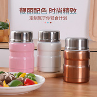 Bocal alimentaire isotherme en acier inoxydable 500 ml, boîte à lunch portable pour hommes et femmes, forme cylindrique avec couvercle, écologique et isolée