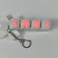 Capuchon de clavier en forme de patte de chat rose pour fille, en silicone souple, pour clavier mécanique, porte-clés, amusant à pincer (non compressé)