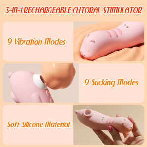 Succionador de Clítoris 3 en 1 con Forma de Gato, con 9 Modos de Succión y 9 Modos de Vibración para Mujeres, Juguetes Sexuales de Silicona para Parejas - Product Image 6