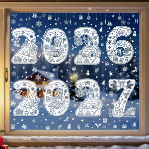 Adesivi Statici per Finestre Natalizi 2026 2027, Fiocchi di Neve, Renne, Decorazioni Invernali per Vetri, <span class=keywords><strong>Capodanno</strong></span>, Vendita all'Ingrosso - Product Image 1