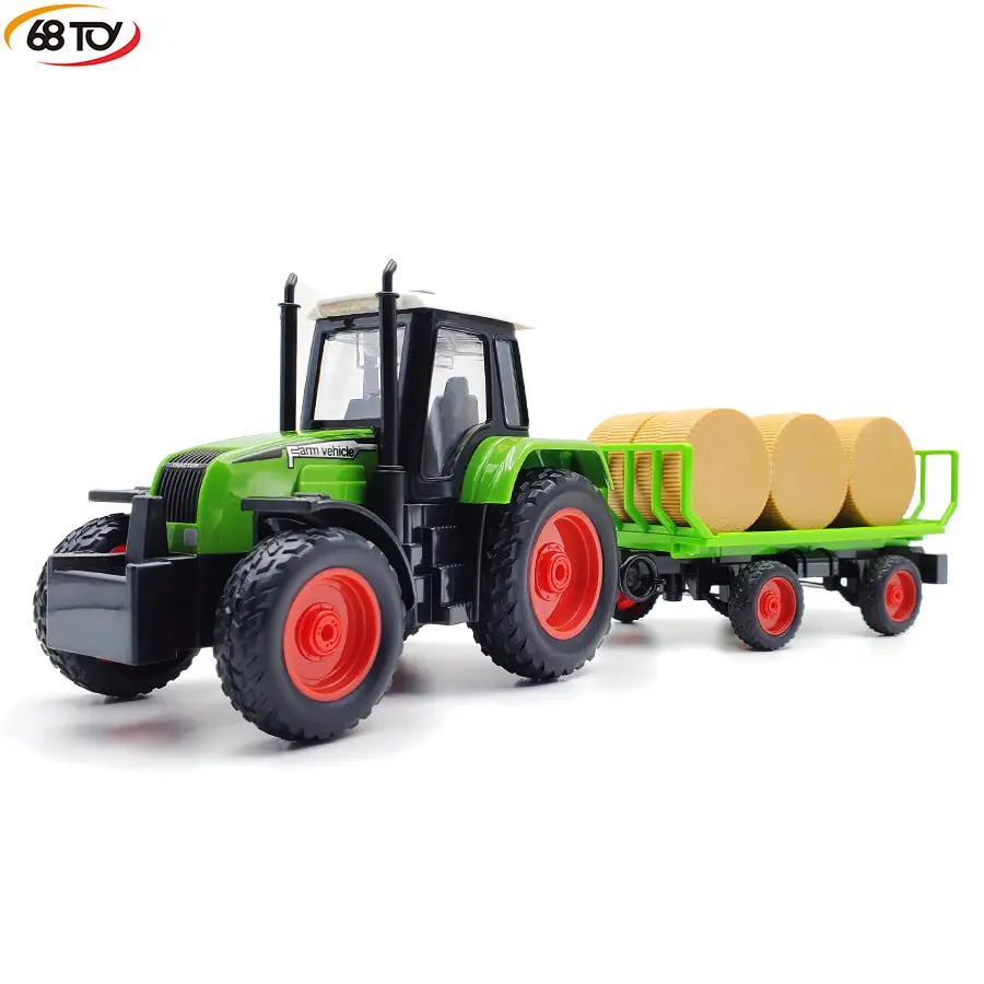 नकली कृषि वाहनों खिलौना और चारा रोल ट्रेलर मॉडल बच्चों जड़त्वीय घर्षण ट्रक खिलौना प्लास्टिक प्रदर्शन बॉक्स ABS