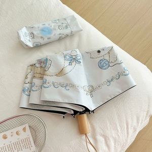 Nouveau Parapluie Automatique Lolita Kitten Mignon Protection Solaire Anti-UV pour Étudiants, Logo Personnalisé, Revêtement Noir, 8 Baleines, Pliage en Trois - Product Image 6
