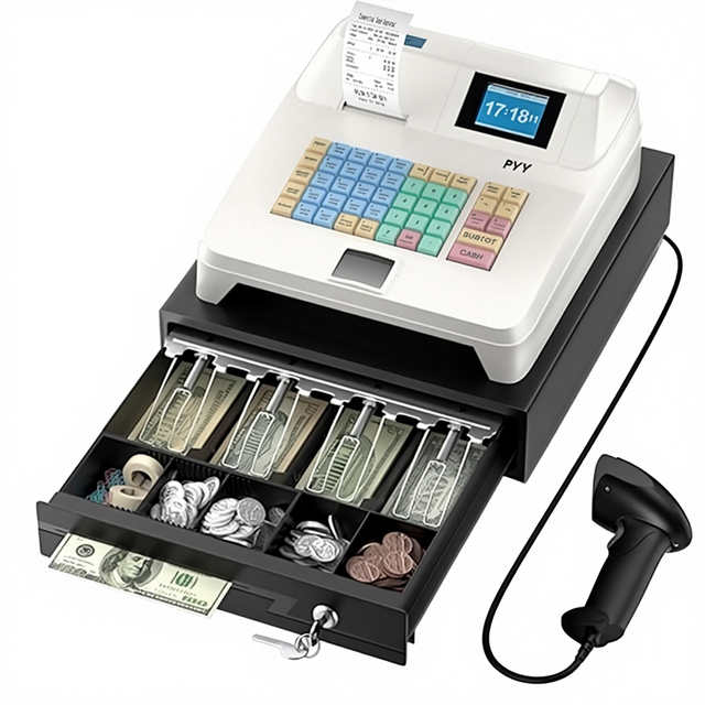 LongFly Mini Desktop Cashier 58mm Receipt Printer T2 2.8 Inch Capacitive Touch Screen Display RS232/USB POS System Cash Register