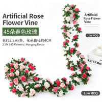 Guirlande de 45 têtes de roses artificielles en soie pour arche de mariage, décoration murale, panier suspendu, maison, balcon, jardin, fête, fond de scène