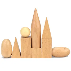 木制几何固体三维形状蒙特梭利学习教育数学玩具资源学校之家
