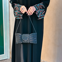 Robe Abaya noire style Lanna pour femmes musulmanes, robe Abaya musulmane pour femme, broderie florale, diamants, Abaya musulmane FK805-F488