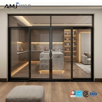 Puerta Corredera de Cocina Estrecha y Delgada, Diseño Moderno, Vidrio Esmerilado, Puertas Interiores Correderas de Aluminio