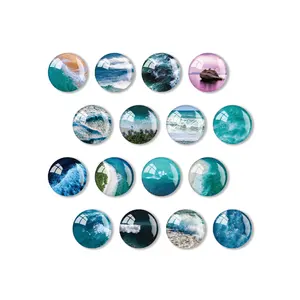 On Sale Custom Pattern Eco-Friendly Marine Series Fine Workmanship 25mm Round Glass Fridge Magnet