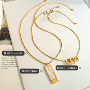 سلسلة بدلاية على شكل دائري للنساء من الإستانلس ستيل, سلسلة بدلاية على شكل مربع من الإستانلس ستيل طراز 316L ، سلسلة مزدوجة الطبقات ، طراز P1380 - Product Image 6