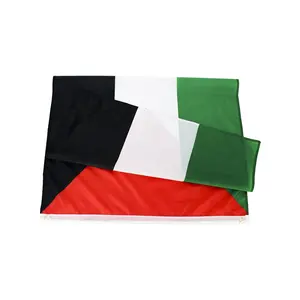 Johnin Stock Kepala 3X5 Fts dan Grommets Hitam, Putih dan Hijau dengan Bendera Segitiga Merah Palestina