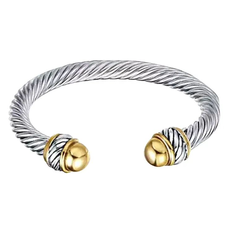 INS New wire Stainless Steel bracelet silver and gold color Cuff Bangle Bracelet for Men Women
