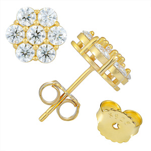 Boucles d'oreilles classiques en argent sterling S925 avec diamants Moissanite VVS, fermoir à friction, style streetwear décontracté, pour hommes - Product Image 1