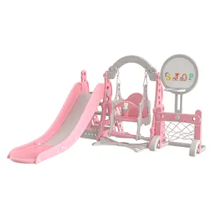 Kinder Slide Swing Basketball Hoop Multifunktions-Plastik rutschen für Kinder Play Girls Boys Play Folding Slide