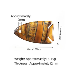 Ciondolo a Forma di Pesce in <span class=keywords><strong>Pietra</strong></span> Naturale 22x40mm, Charm per Collana Fai-da-Te, Accessorio Gioiello in Agata Forata - Product Image 3