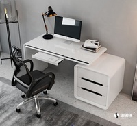Bon marché, table d'étude blanche brillante, bureau d'ordinateur avec tiroirs, bureau d'ordinateur moderne en bois