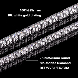 Cadena de tenis con diamantes de moissanita, cadena de plata 925, moissanita - Product Image 5